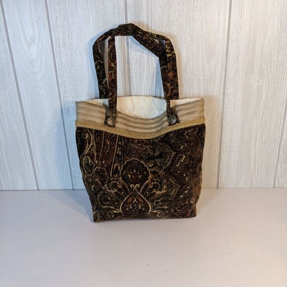 VTG Handmade Velour Should Bag / Tote Paisley EUC - Picture 4 of 10